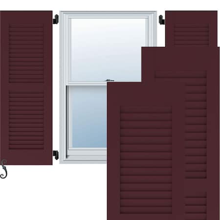 12W X 46H Americraft Two Equal Louver Exterior Real Wood Shutters, Wine Red